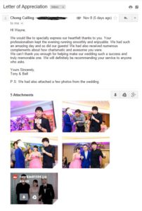 wedding emcee testimonial